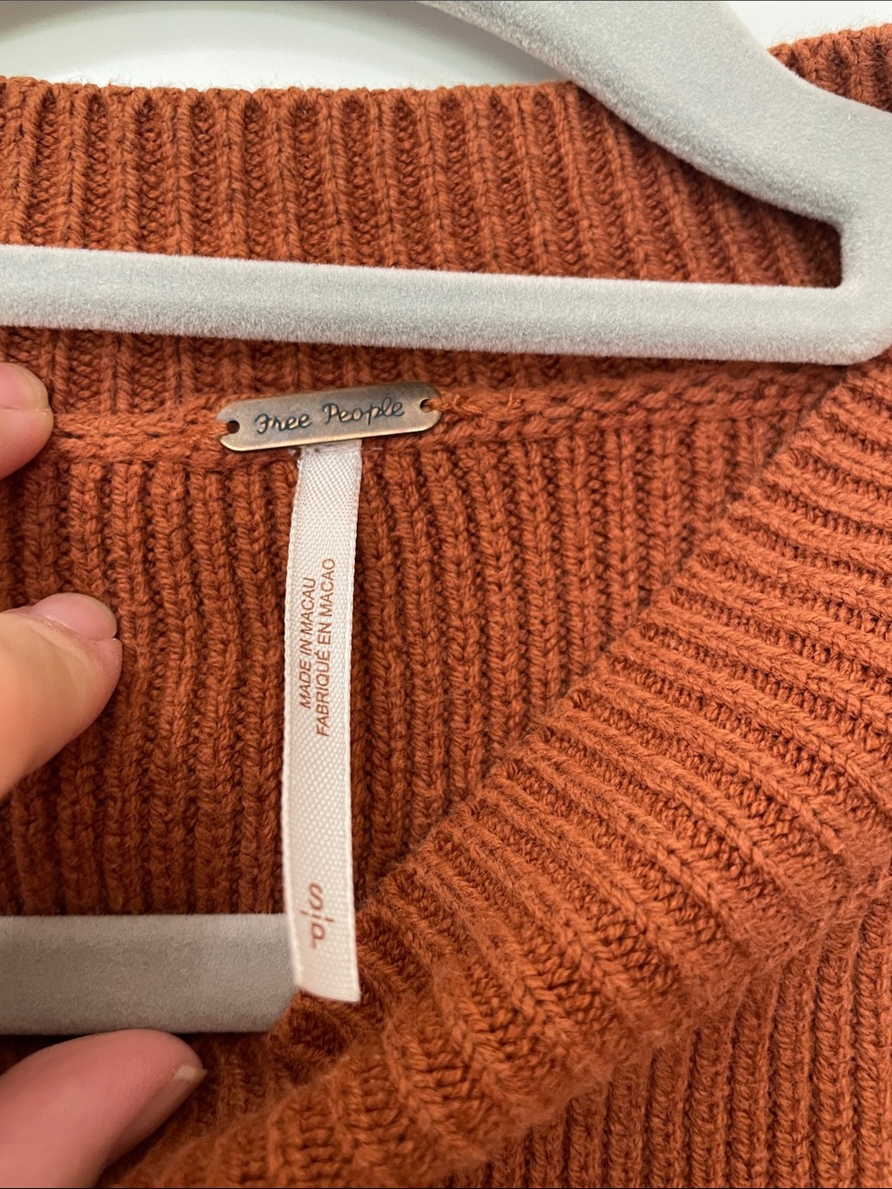 Free People Ribbed Cropped Sweater in Rust - Picture 2 of 8